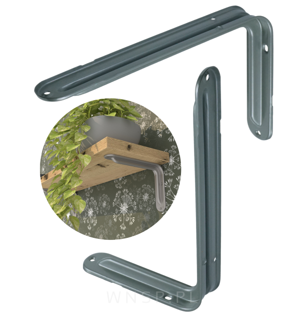 Wspornik do półki ściennej 2 sztuki 200 x 140 mm, srebrny