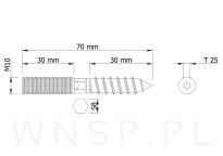 M10 X 70 mm, szpilka dwustronna - 4
