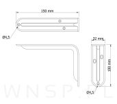 Wspornik do półki ściennej 2 sztuki 150 x 100 mm, srebrny - 2