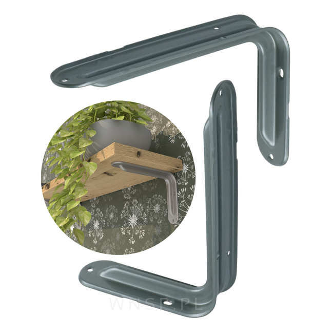 Wspornik do półki ściennej 2 sztuki 150 x 100 mm, srebrny