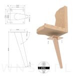 Noga stalowa skośna stożek 18 cm, z blachą montażową, miedź - 2