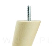 Noga bukowa skośna, stożek 15 cm, lakier ze szpilką M8 x 25 mm - 4