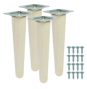 4x Noga bukowa prosta UNIQ 20 CM z blachą montażową