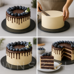 Podkład pod tort 5 sztuk Ø 26 cm okrągły, dekoracja na urodziny gruby sztywny czarny/biały - 4