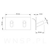 Haczyk, wieszak podwójny skośny, uchwyt chrom, samoprzylepny - 2