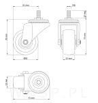 Kółko obrotowe Ø 50 mm, gumowane czarne z gwintem M8 x 15 mm - 3