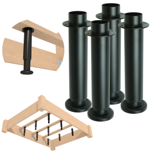 4x Noga stalowa regulowana 17 - 30 CM z blachą montażową, czarna
