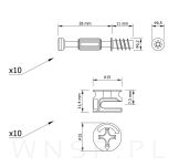 Złącze meblowe połączenie mimośrodowe 10 kpl. zaczep 28 mm, komplet złącza do mebli - 2