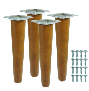 4x Noga bukowa prosta UNIQ 20 CM z blachą montażową