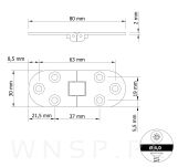 Zawias maszynowy do wkładek stołu 6 otworowy, 80 x 30 mm, czarny - 2