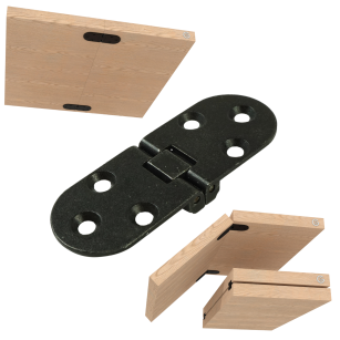 Zawias maszynowy do wkładek stołu 6 otworowy, 80 x 30 mm, czarny