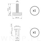 Regulator, stopka meblowa M6 X 20 mm z mufą wbijaną - 2