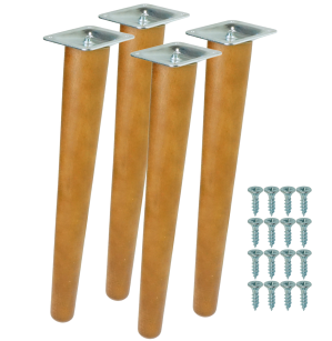 4x Noga bukowa skośna UNIQ 45 CM z blachą montażową