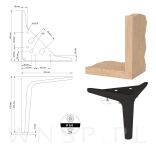 Noga meblowa szpilka typ V 18 CM czarny mat - 6