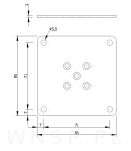 Blacha mocująca do nóg 85 X 85 X 2 mm, stal, 9 otworów ocynk biały - 7