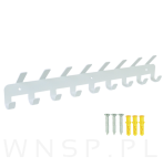 Wieszak 484 mm z 17 uchwytami, haczykami, kolor biały przykręcany - 4