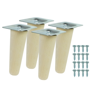 4x Noga bukowa skośna UNIQ 10 CM z blachą montażową