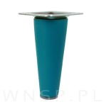 Noga bukowa prosta, stożek 10 cm turkusowa z blachą montażową - 4