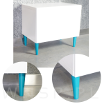 Noga bukowa prosta, stożek 10 cm turkusowa z blachą montażową - 3