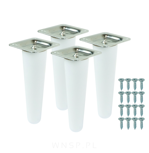 4x Noga bukowa prosta UNIQ 8 CM z blachą montażową