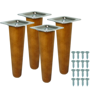 4x Noga bukowa prosta UNIQ 15 CM z blachą montażową