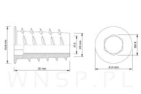 Mufa M8 X 20 mm - Nakrętka do drewna typ DC - 3