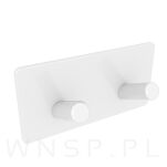 Haczyk, wieszak podwójny skośny, uchwyt biały, samoprzylepny - 6