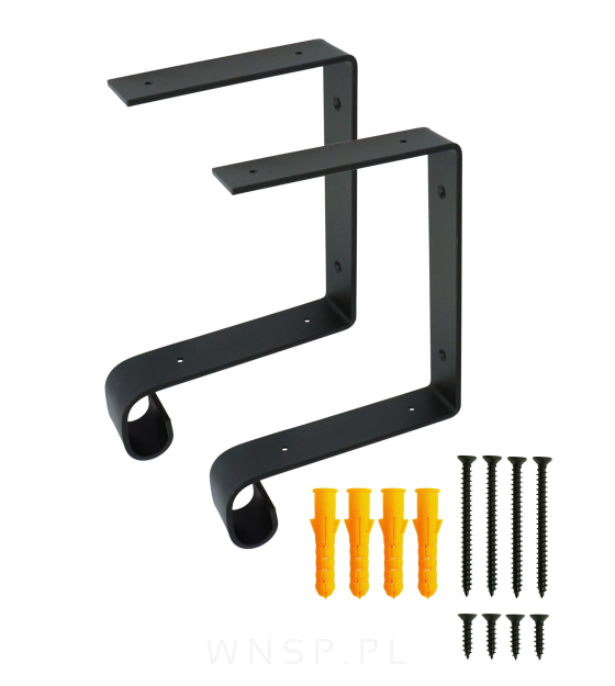 Wspornik do półki podwójnej ściennej z drążkiem 150 x 265 x 40 mm