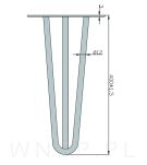 Noga stalowa z pręta  12 mm, typ Hairpin, czarna 40 cm - 3