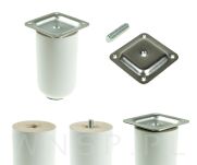 Nóżka bukowa biała 15 cm, walcowa 60 mm z blachą - 11