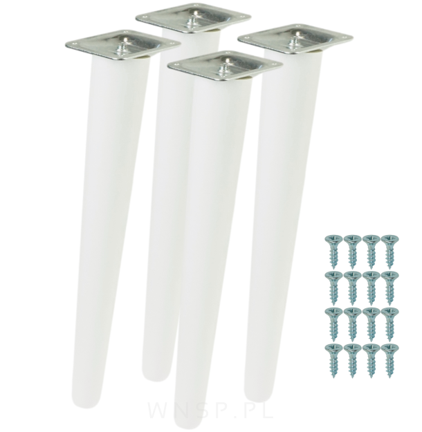 4x Noga bukowa skośna UNIQ 45 CM z blachą montażową