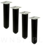 Nóżka bukowa czarna 20 cm, walcowa 45 mm z blachą - 4