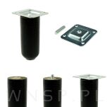 Nóżka bukowa czarna 20 cm, walcowa 45 mm z blachą - 11