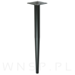 Noga stalowa prosta stożek 45 cm, z blachą montażową, czarna matowa - 4