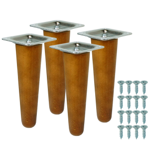 4x Noga bukowa prosta UNIQ 10 CM z blachą montażową