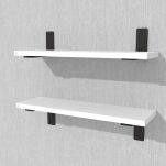 Zestaw 2 półek ściennych białych 400 x 150 x 18 mm, ze wspornikami montażowymi - 4
