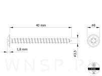 Wkręt 3,5 X 40 mm podkładkowy do drewna - 2