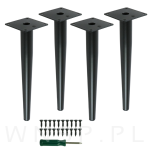 Nogi stalowe proste 30 cm, zestaw z wkrętami, czarne matowe - 4