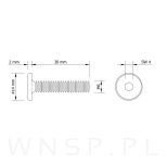 M6 X 30 mm metryczny z łbem walcowym SW 4 - 2