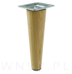 Noga dębowa prosta, stożek 20 cm lakierowana z blachą montażową - 4