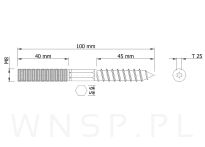 M8 X 100 mm, szpilka dwustronna 30/70 - 3