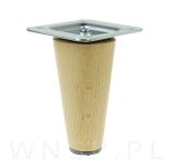 Noga bukowa prosta, stożek 10 cm lakier bezbarwny z blachą montażową - 4