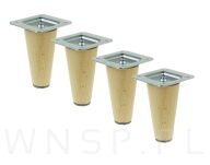Noga bukowa prosta, stożek 10 cm lakier bezbarwny z blachą montażową - 10