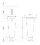 Noga bukowa prosta, stożek 10 cm lakier bezbarwny z blachą montażową - 2