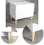 Noga bukowa prosta, stożek 10 cm lakier bezbarwny z blachą montażową - 3