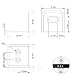 Kątownik montażowy 10 sztuk, 28 X 28 X 30 mm, z otworem fasolkowym - 2