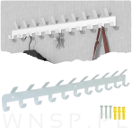 Wieszak 600 mm z 21 uchwytami, haczykami, kolor biały przykręcany - 6