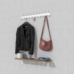 Wieszak 600 mm z 21 uchwytami, haczykami, kolor biały przykręcany - 3