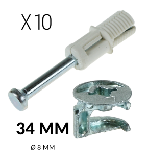 10 x Złącze meblowe mimośrodowe rozporowe 34 mm