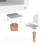 Noga bukowa prosta UNIQ 12 cm z blachą montażową, orzech - 7